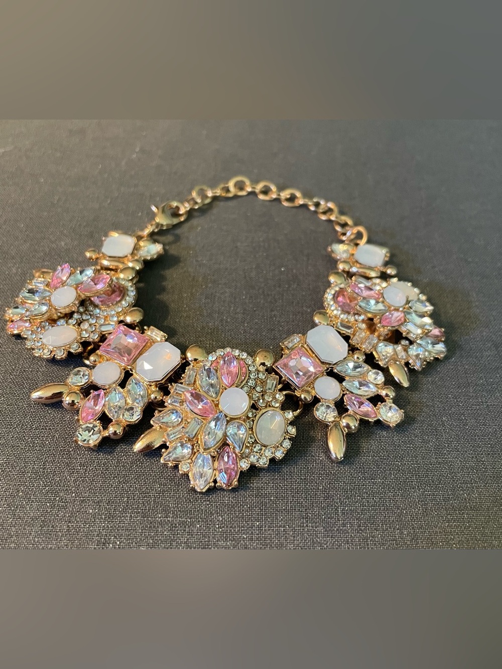 Gold-Tone Pink & Opal Crystal Statement Bracelet